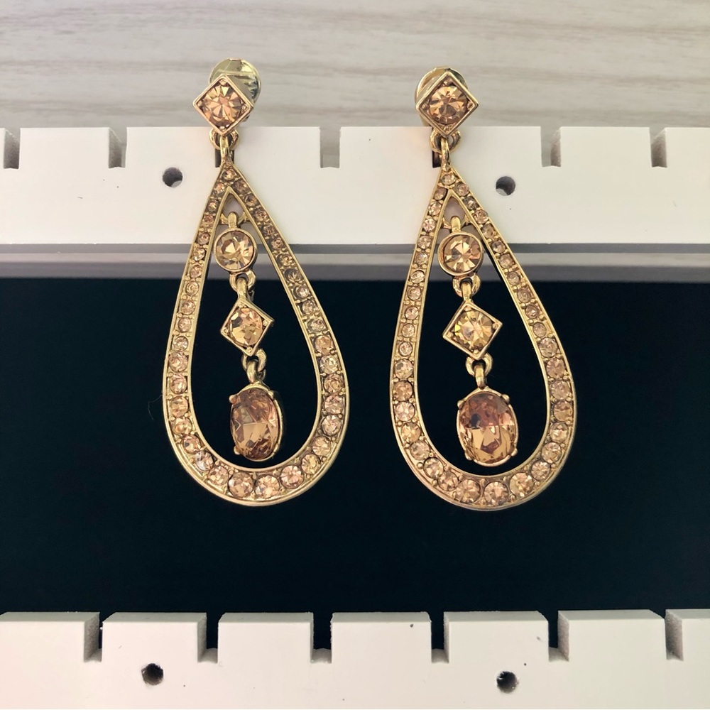 Monet crystal embellished clip earrings